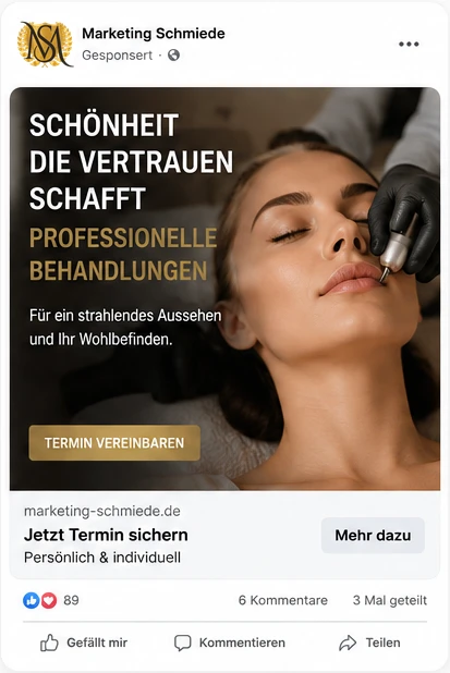 Online-Werbung und Meta-Ads-Beispiel für einen Beauty-Betrieb in der Region Heilbronn
