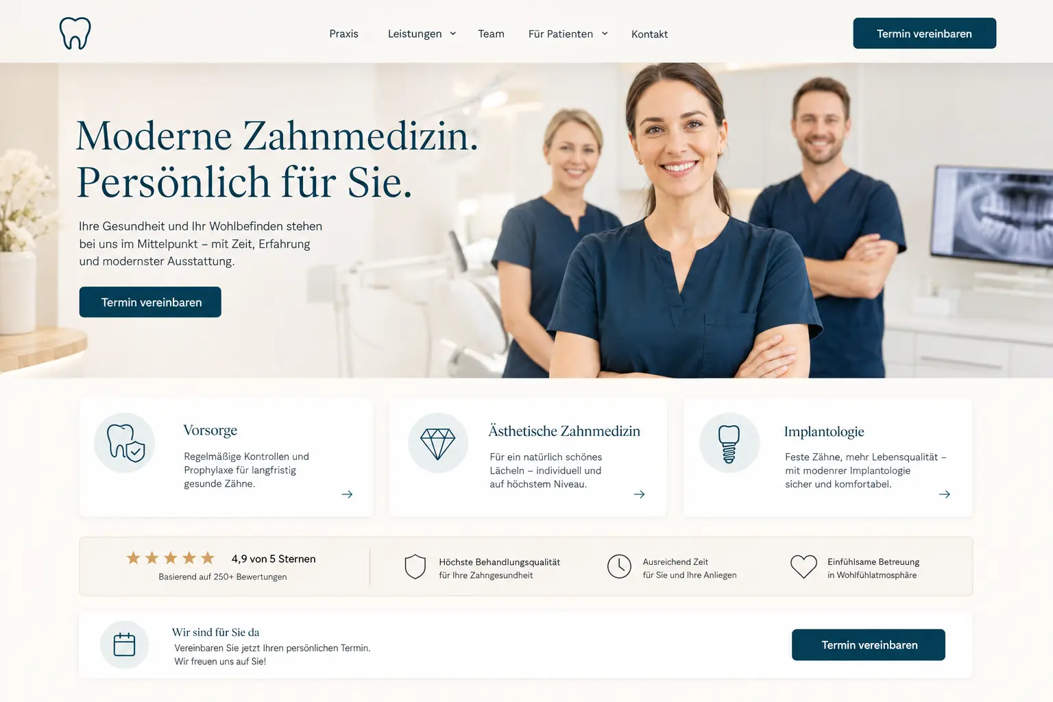 Animierte Premium-Website-Vorschau für eine moderne Praxis